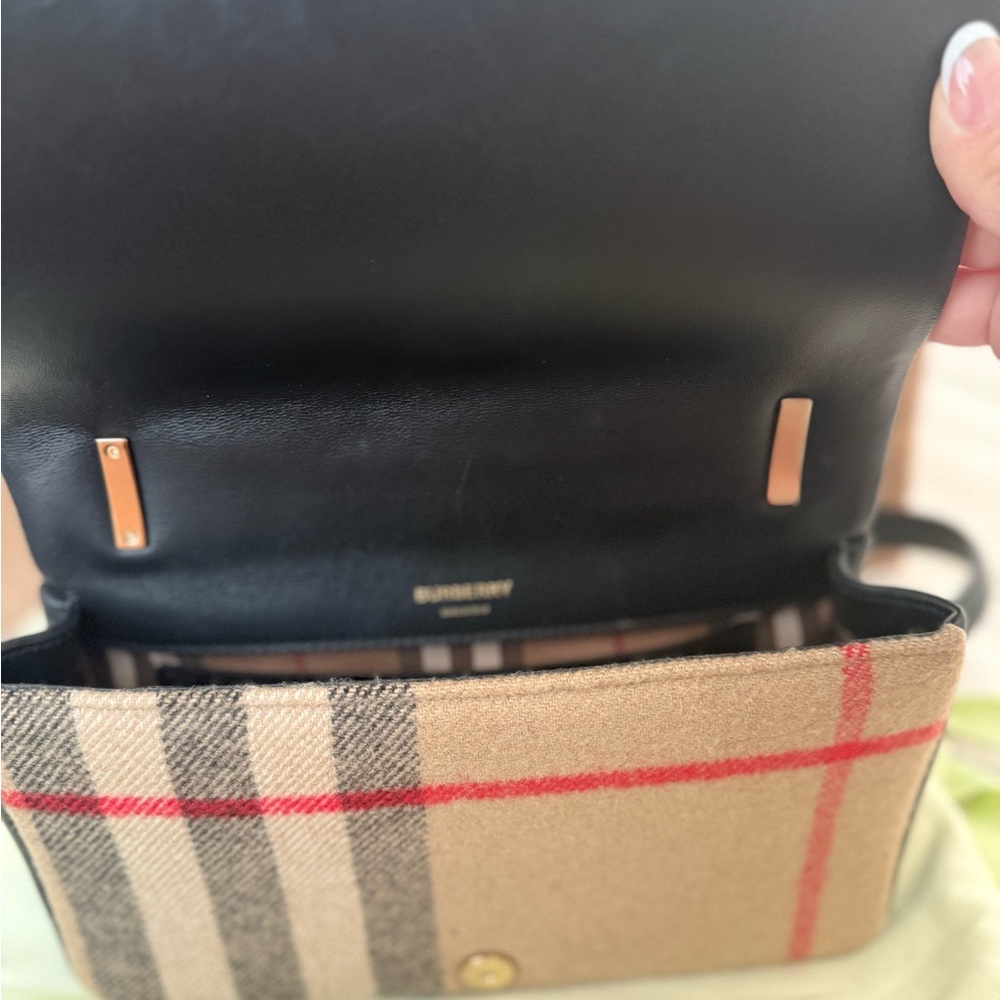 Burberry Plaid Crossbody Bag - Black, Tan, and Red - Picture 2 of 5